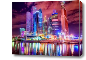 Картина Москва-Сити ночью