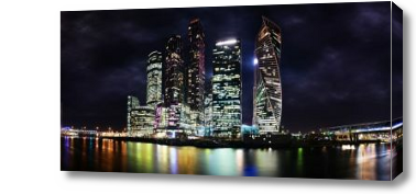 Картина Москва-сити ночью
